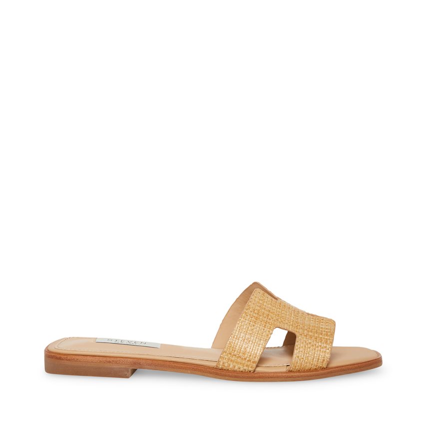 Beige Steve Madden Hadyn Raffia Women's Slides | PH 5289PYQ